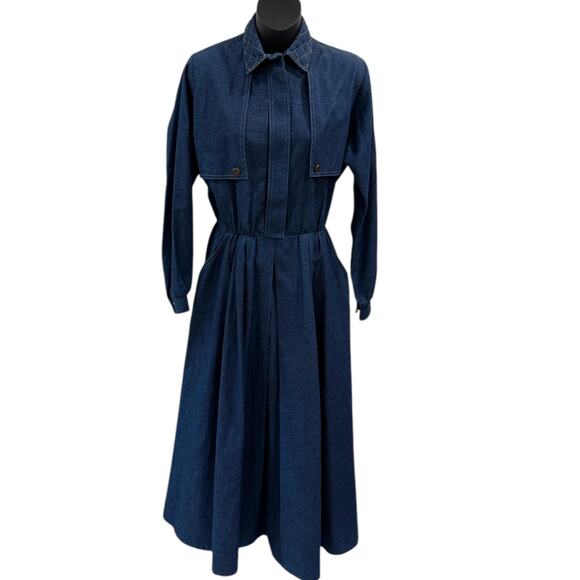 Vintage 70s Around Town Denim Midi Dress - Picture 5 of 10